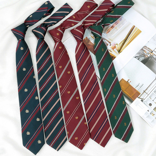 Red Striped Tie Retro Style Coffee Contrast Green Handmade Academic Style Casual Versatile Brown Shirt Accessory