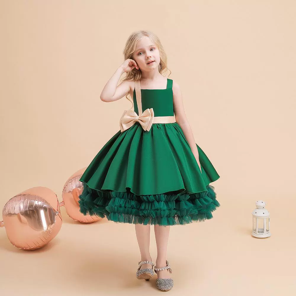 Рождественская маленькая девочка Принцесса юбка с бантом съемный стяжка девушка с пушистой марлей подиум платье платье для детей