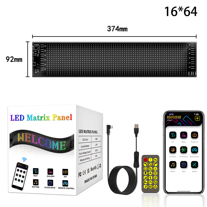 クロスボーダー LED 車ソフトスクリーン USB 車柔軟な広告スクリーン APP Bluetooth ウィンドウガラス悪魔の目ソフトスクリーン|undefined