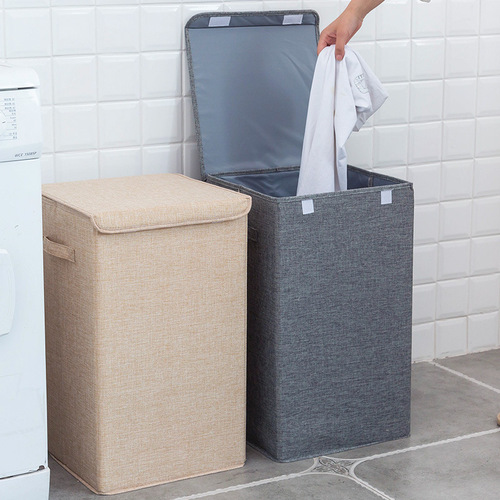 Dirty clothes bucket extra large covered storage box fabric foldable washable dirty clothes basket cotton and linen clothes storage bucket wholesale