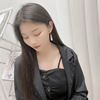 Silver needle, long earrings from pearl, silver 925 sample, Korean style, 2021 collection