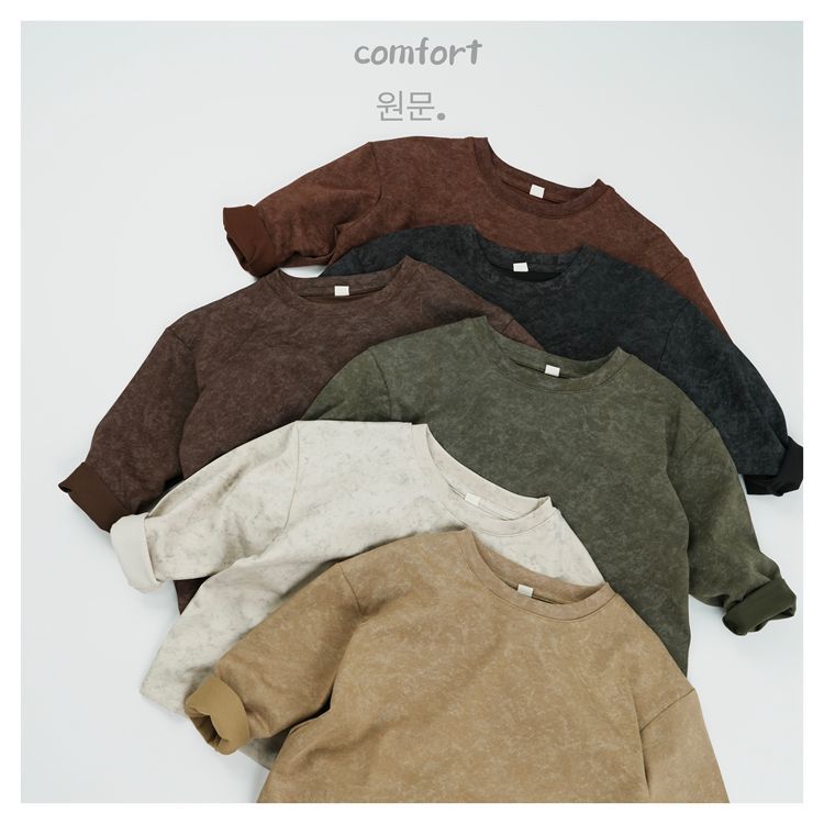 2025 Spring and Autumn New Korean Style Boys and Girls Fried Flowers Old All-match Round Neck Long Sleeve T-shirt Children's Long Sleeve Base Shirt