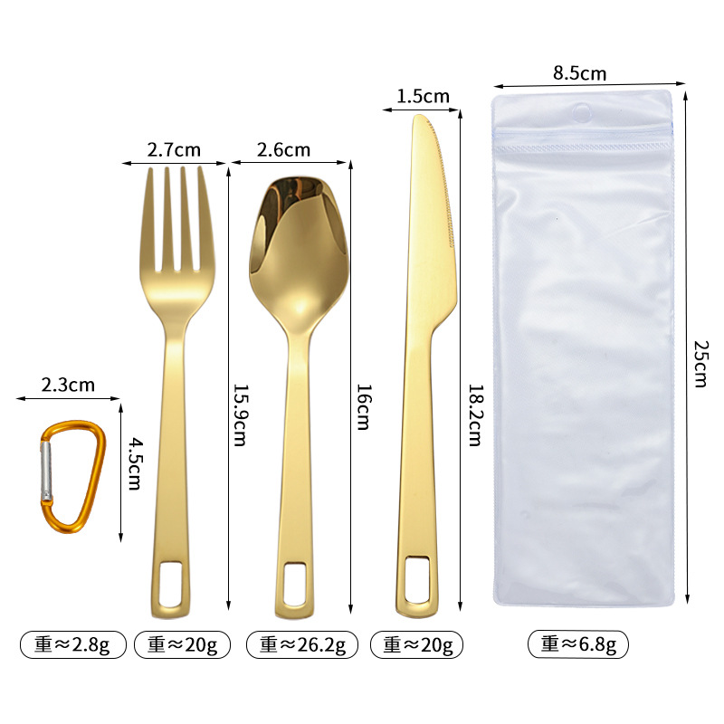 Cuchillo hueco creativo de viaje al aire libre, tenedor y cuchara traje de camping portátil de comida occidental, tenedor y cuchara vajilla portátil de acero inoxidable image 13