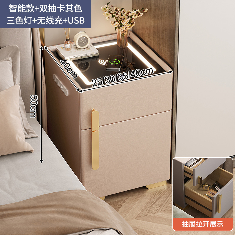 Inteligente mesita de noche caja seguridad integrado gabinete 2023 nuevo dormitorio casa con cerradura simple luz moderna lujo alto sentido