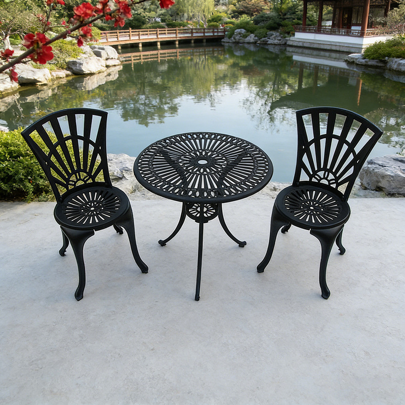 Sunflower Three-Piece Balcony Small Tea Table Aluminum Alloy Table and Chairs Combined with Outdoor Yard Iron Chairs Leisure Table and Chairs