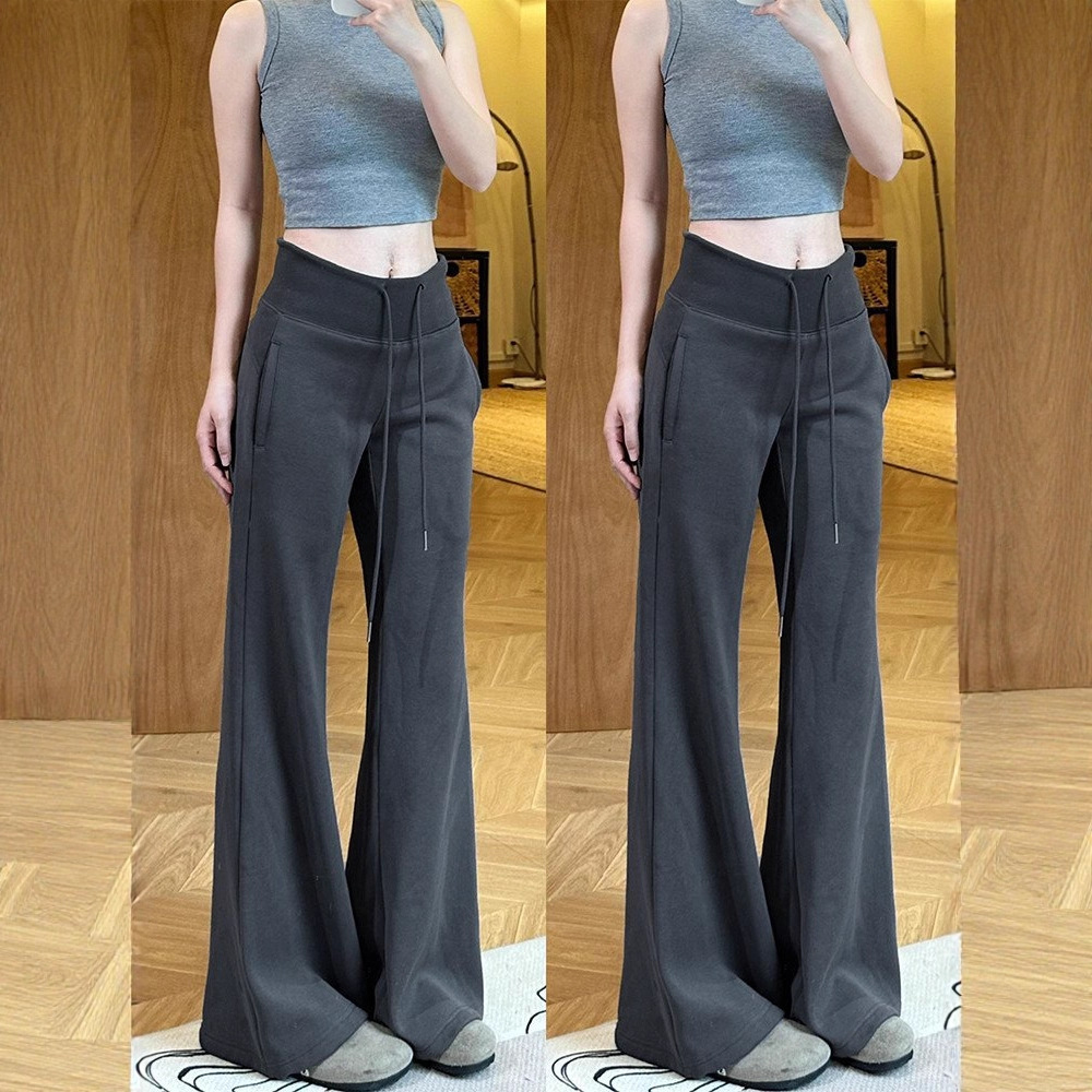 Trendy American-Style Flared Pants for Women, Spring and Autumn 2025 New Casual Loose Slimming Sports Bell-Bottom Pants