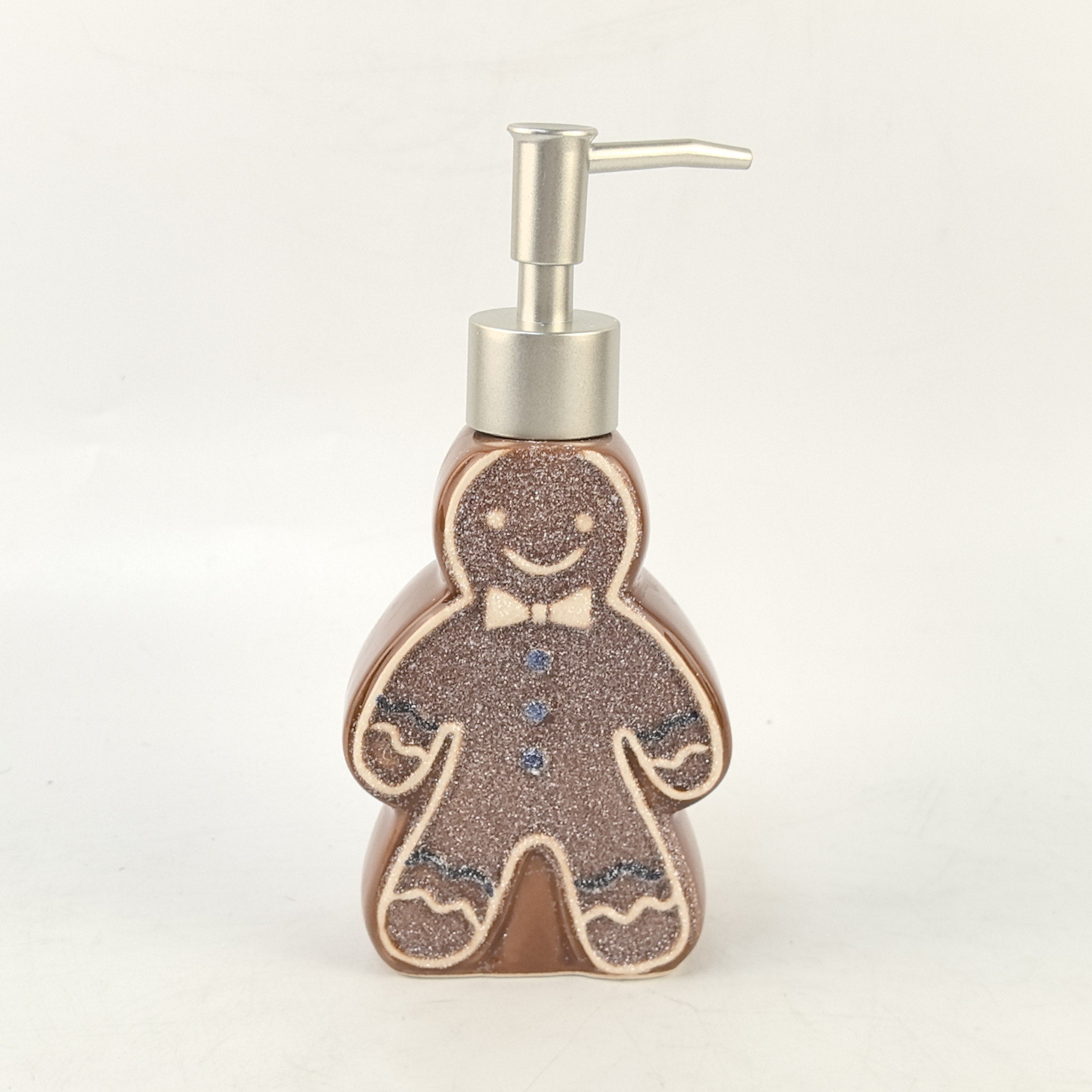 Botella de desinfectante de manos 3D hombre de pan de jengibre de cerámica para el baño en casa champú de alto valor gel de ducha prensa