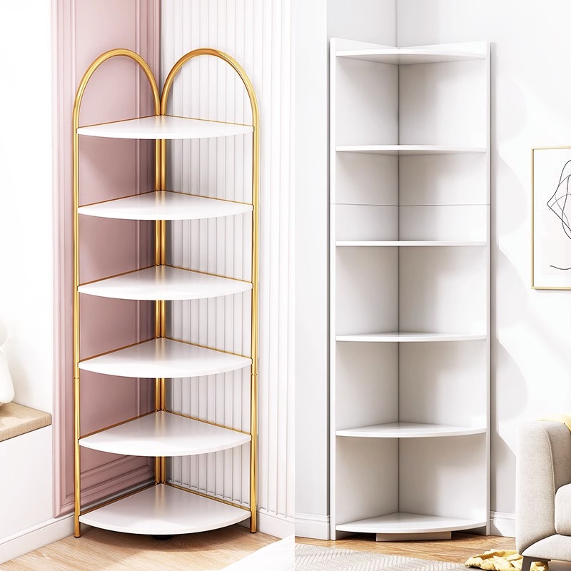 Gabinete de esquina Gabinete de esquina Estante de estante triangular de piso Gabinete de almacenamiento de esquina del dormitorio Gabinete de pared de hierro forjado Estante de pared Estante de libros