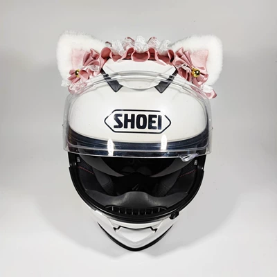 Dəbilqə (Kaska) aksesuarları Ear Helmet Decoration Detachable - white-ear-pink-silk-lolita-headband-comes-with-tail