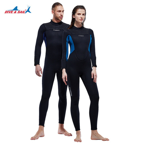 DIVE&SAIL warm wetsuit for men 3MM long-sleeved one-piece wetsuit for women cold-proof snorkeling wetsuit