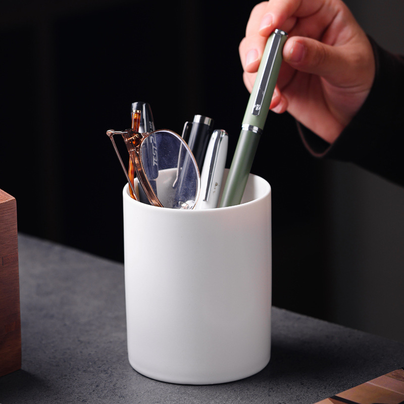Cartucho de lápiz de cerámica cartucho de cerámica caja de almacenamiento estilo minimalista logo tallado nombre publicidad regalo promoción