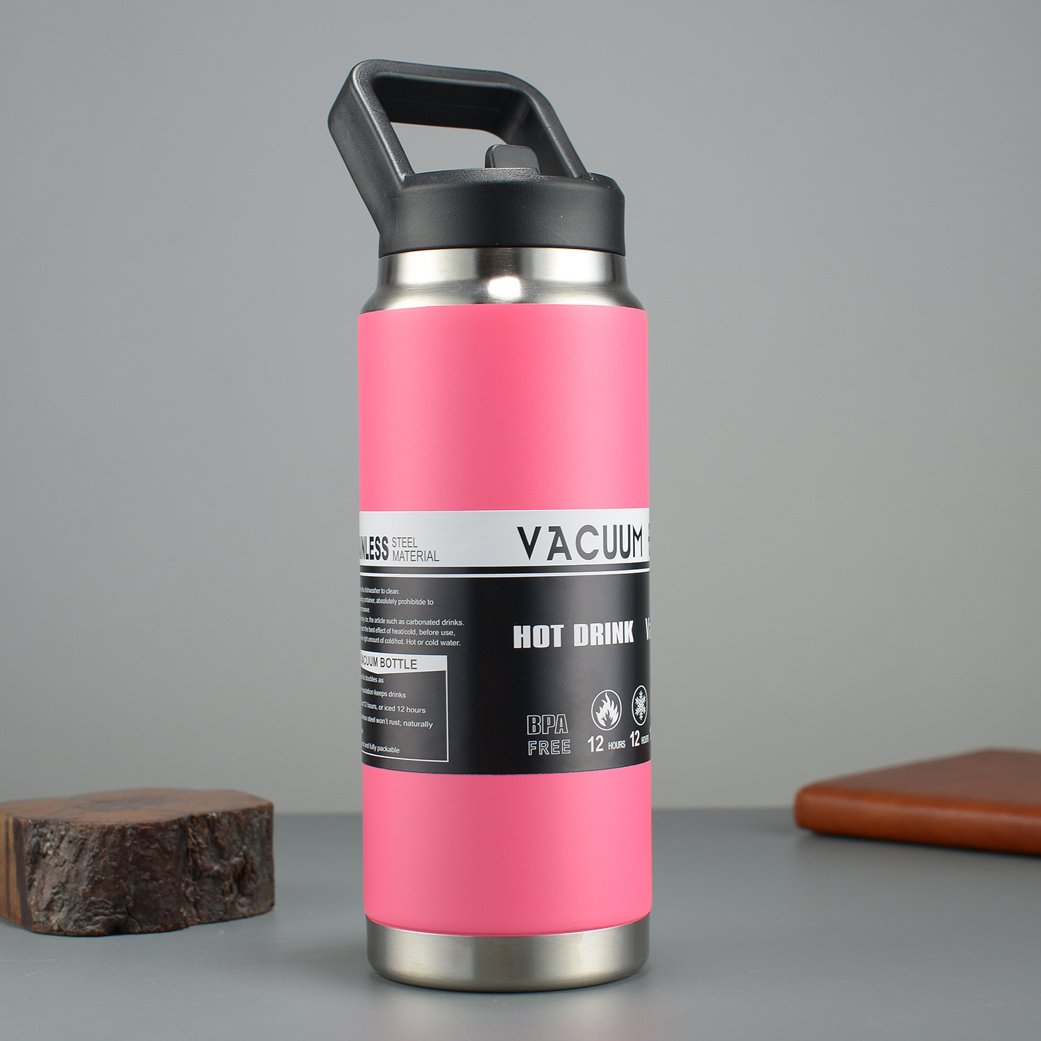 Taza termo de acero inoxidable 304 transfronteriza para deportes al aire libre olla espacial de montañismo al vacío de doble capa portátil de gran capacidad