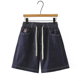 Plus Size Denim High-Waisted Women's Shorts 2025 Summer Wide-Leg Slimming Versatile Mid-Length Pants 447