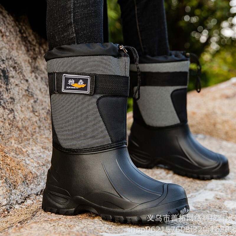 Winter Outdoor Cycling Takeaway Fishing Snow Boots Men's Waterproof Anti-Slip High Cotton Shoes Fleece-Lined Warm Long Boots Winter Outdoor Cycling Takeaway Fishing Snow Boots Men's Waterproof Anti-Slip High Cotton Shoes Fleece-Lined Warm Long Boots