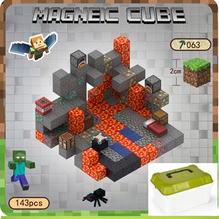 MC My Building Block World Магнитный куб-головоломка DIY Периферийные игрушки Строительные магнитные сборочные игрушки Полный набор подарков