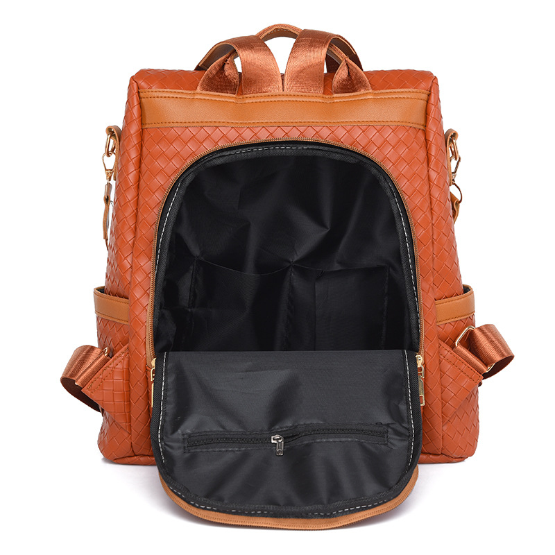 Mochila antirrobo casual de moda transfronteriza nuevo bolso de hombro tejido mochila de viaje de viaje de gran capacidad