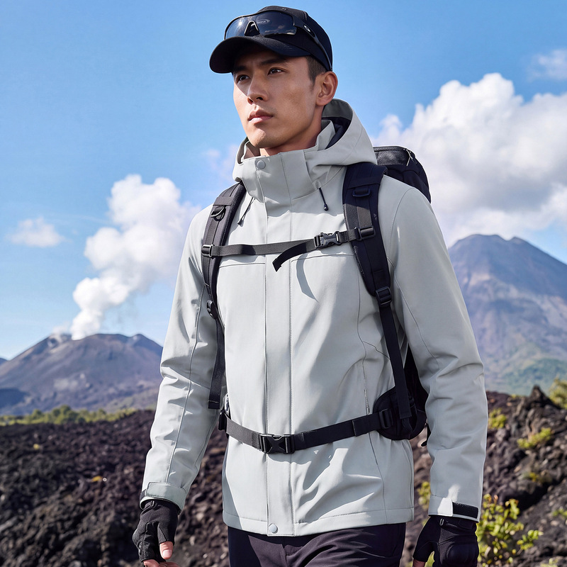 Autumn and winter three-in-one outdoor mountain-style soft shell jacket for men and women, windproof and waterproof casual coat with logo