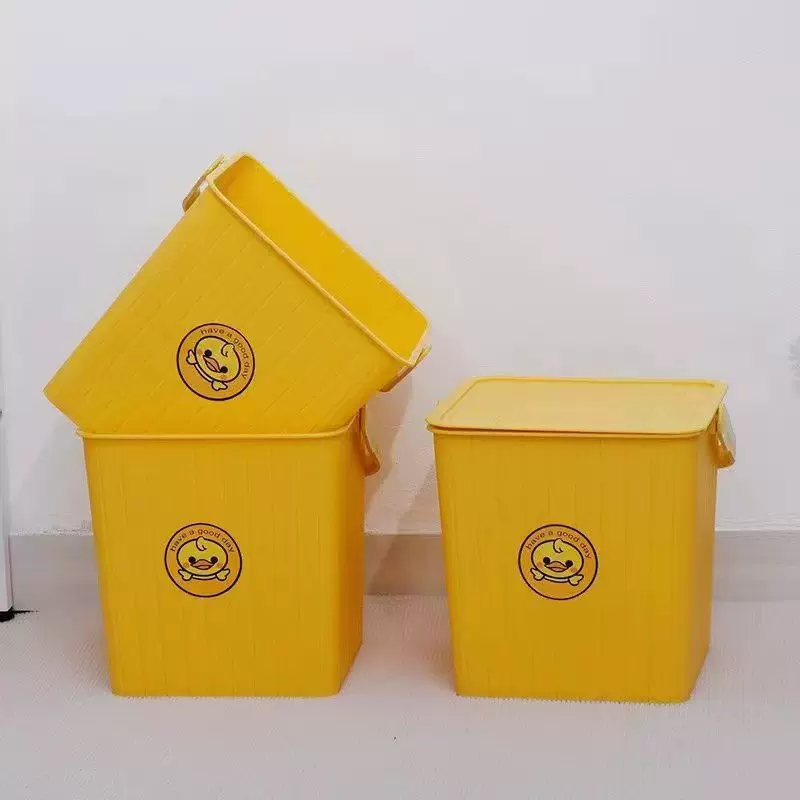 小黄鸭加厚收纳方桶可手提带盖可做家用塑料桶草莓熊收纳桶可印