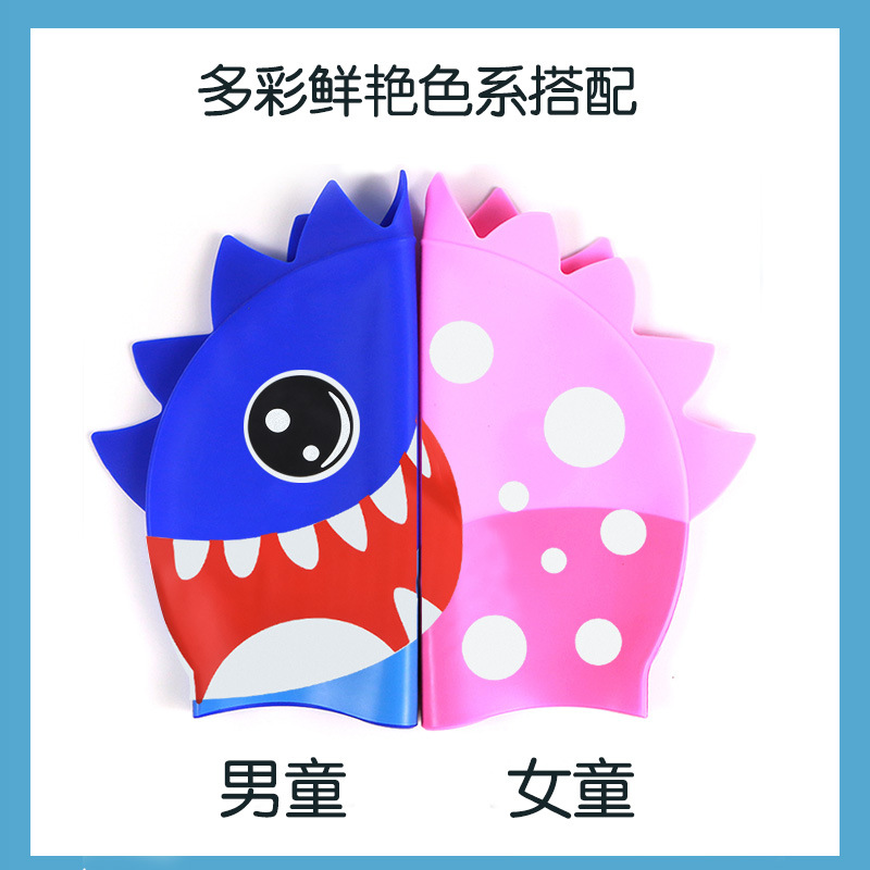 Sombreros de baño para niños impermeables no estrangulación de dibujos animados de silicona niñas bebés profesionales para el cabello largo para proteger los oídos para aumentar la gorra de baño