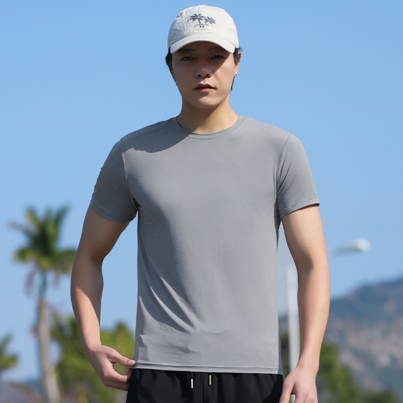 专柜正品男士T恤短袖25新款时尚百搭圆领青中年男装冰丝免烫上衣