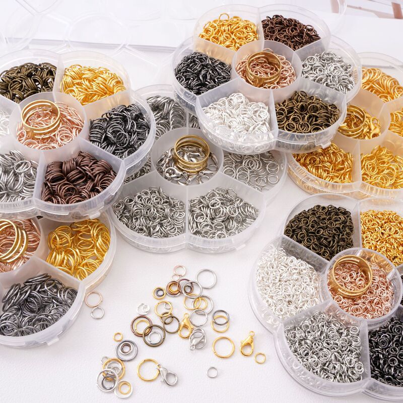 7-Compartment Box of Iron Single-Loop Lobster Clasp Rings, Jewelry Accessories for DIY Handmade Beaded Bracelets and Earrings 7-Compartment Box of Iron Single-Loop Lobster Clasp Rings, Jewelry Accessories for DIY Handmade Beaded Bracelets and Earrings