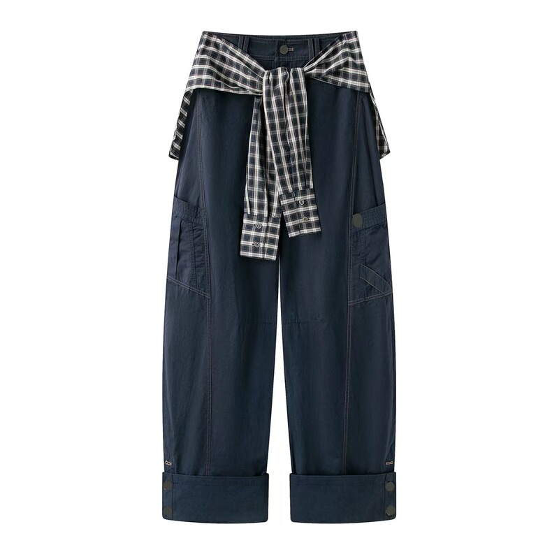 In-Stock 2026 Autumn New Designer Style Workwear Plaid Casual Pants for Women Rk71301431