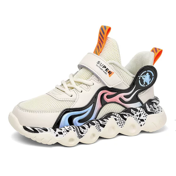 Spring New Children's Shoes Fashion Flame Velcro Casual Lightweight Comfortable Children's Sneakers