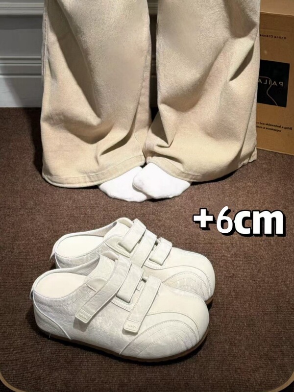 Platform Height-Increasing 6cm ~ Thick-Soled Velcro Outdoor Closed-Toe Half-Slipper Women's 2026 Summer New Sports German Training Shoes