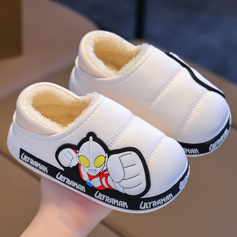 Ultraman otoño y invierno bolsas de niños zapatos de talón de algodón para niños calientes con cubierta de algodón impermeable para niños grandes zapatillas de algodón para bebés