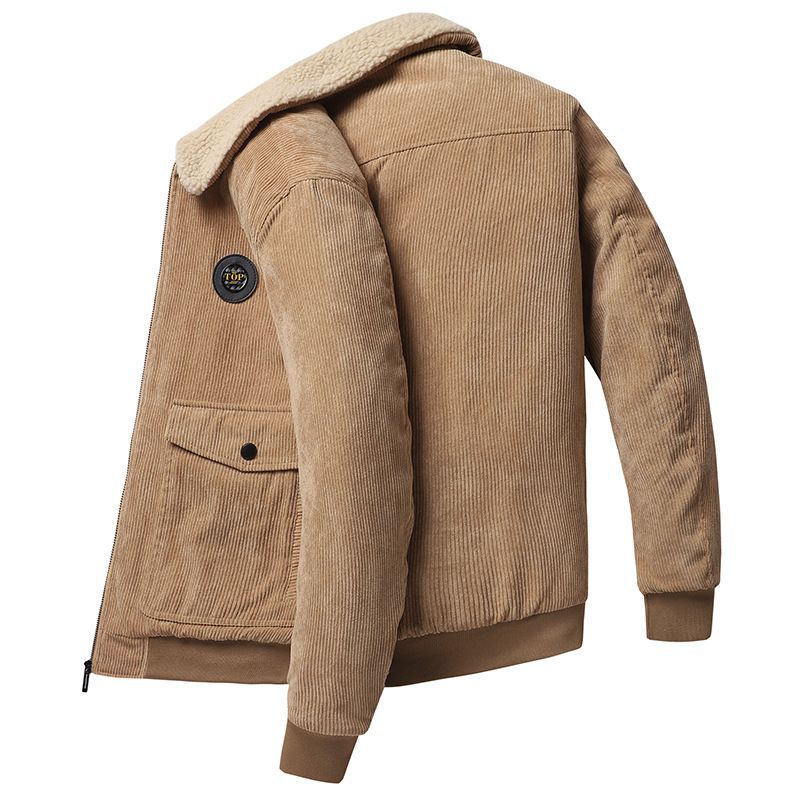 Nuevo chaqueta de cordero de moda para hombres con solapa de terciopelo más grueso chaqueta de terciopelo para hombres cálida moda para hombres