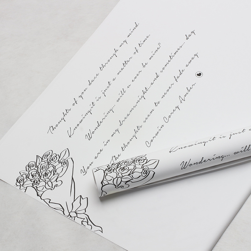 Brillante papel de regalo de flores románticas francesas, papel de ramo de flores impreso, papel de regalo hecho a mano, floristería