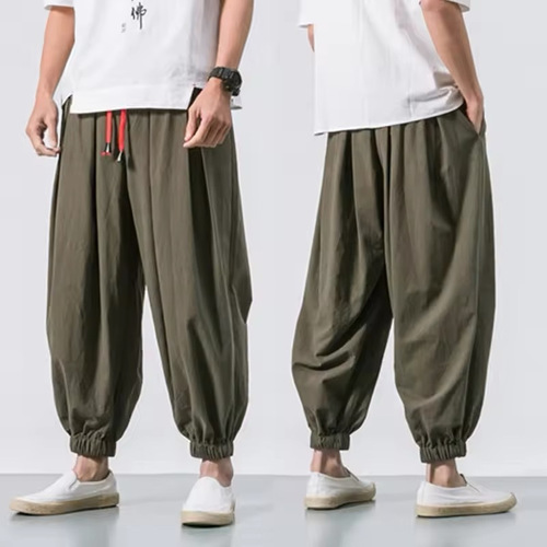 Stylish Chinese Casual Pants for Men - 2024 Summer New Arrival Loose Wide-Legged Mini Footloose Tight-Fitting Lantern Pants