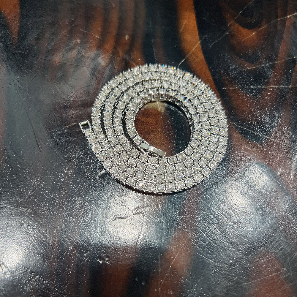 Collar de tenis de 3, 4 y 5 mm con incrustaciones de joyería de alta gama, cadena de aleación para hombre y mujer, collar largo con diseño de poni.