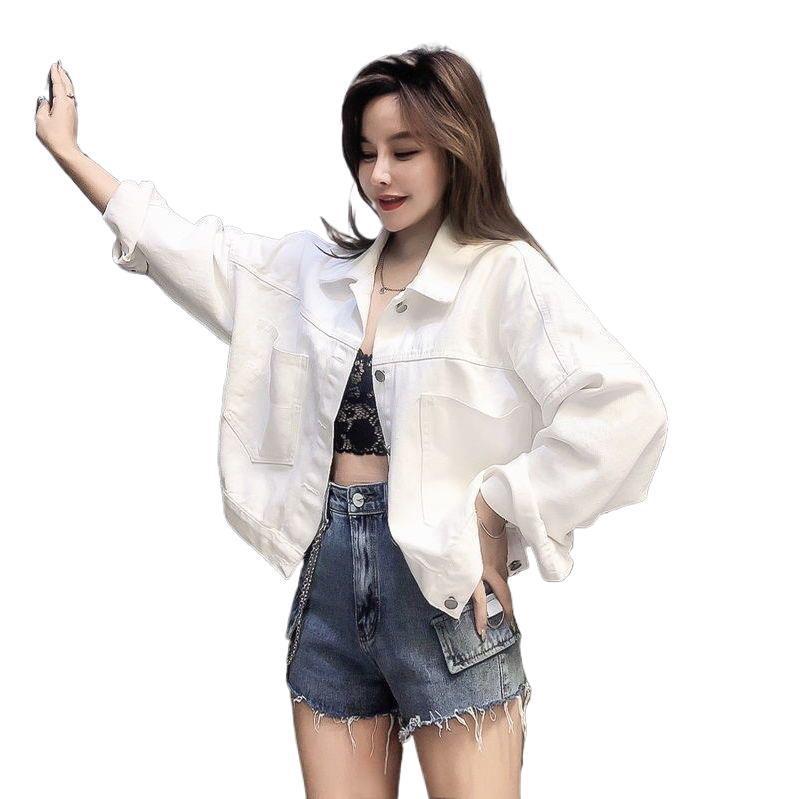 白色牛仔短外套女春秋季新款韩版短款夹克时尚宽松百搭小众上衣潮|undefined