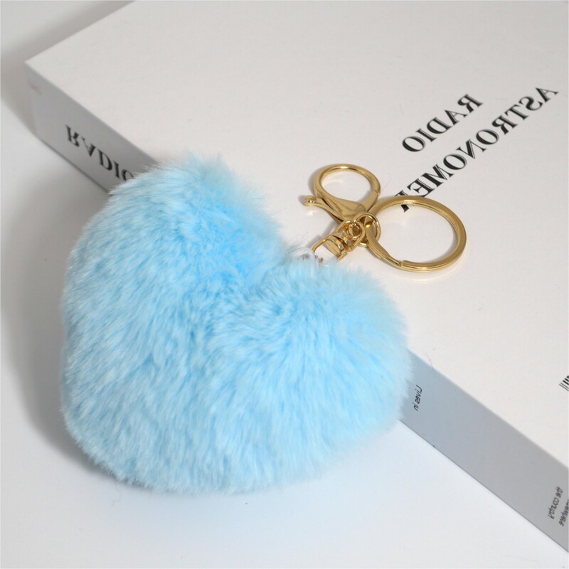 10cm love imitation rex rabbit fur peach heart-shaped pendant plush ball keychain clothing luggage car accessories
