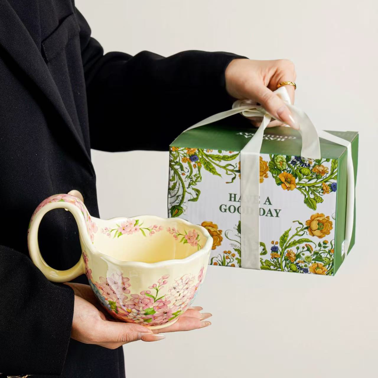 Tazas de café vintage, tazas de té de la tarde, tazas de café con latte, tazas de agua exquisitas de alta calidad para las chicas.