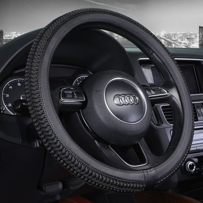 Wear-Resistant and Sweat-Absorbent for All Seasons — Steering wheel cover - luxury-black-38cm