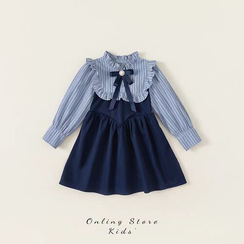 Girls 'preppy dress spring and autumn 2026 new children's autumn style princess dress for girls and babies' long-sleeved dress