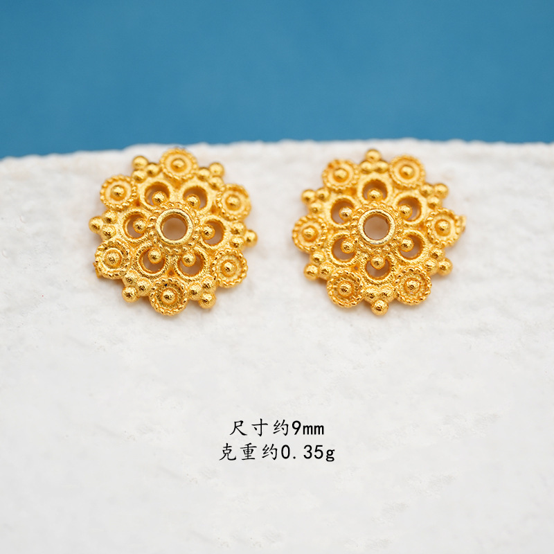 S925银镀24K金花托隔片手链项链串饰diy配件手工隔珠半成品|undefined