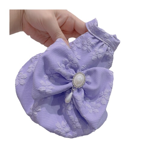 Celebrity Style Dog Dress Ultra Small Maltese Hair Accessory Set Summer Purple Big Bow Pearl Skirt