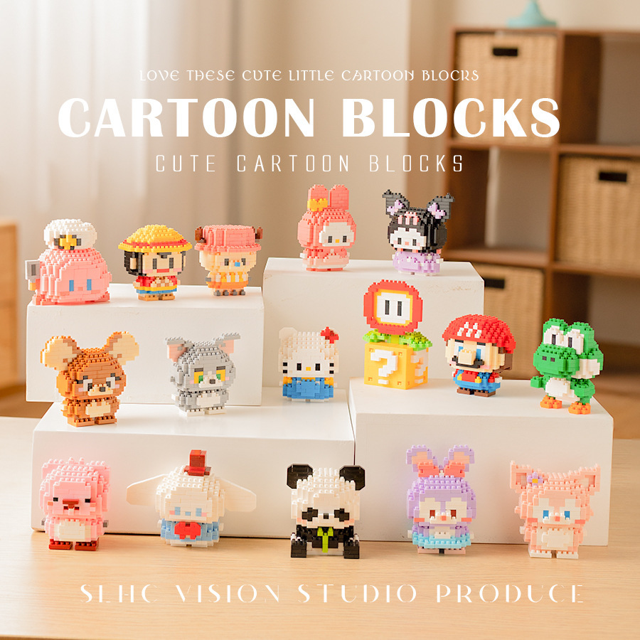 Muñecas de dibujos animados compatibles Le ciego caja de partículas pequeñas bloques de construcción puzzle ensamblaje juguetes para niños regalos al por mayor image 3
