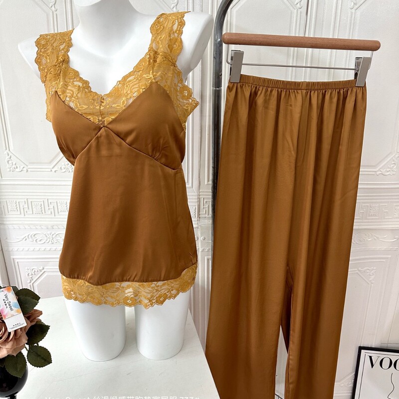 Very Sweet Silky Satin Loungewear with Chest Pads 733 # Very Sweet Silky Satin Loungewear with Chest Pads 733 #