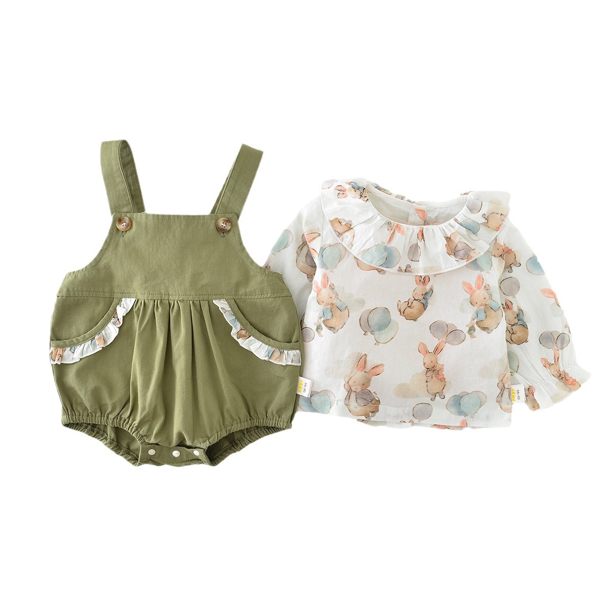 Traje de primavera para niñas ins estilo coreano floral bebé salida estilo occidental mono bebé correa de regalo de una pieza
