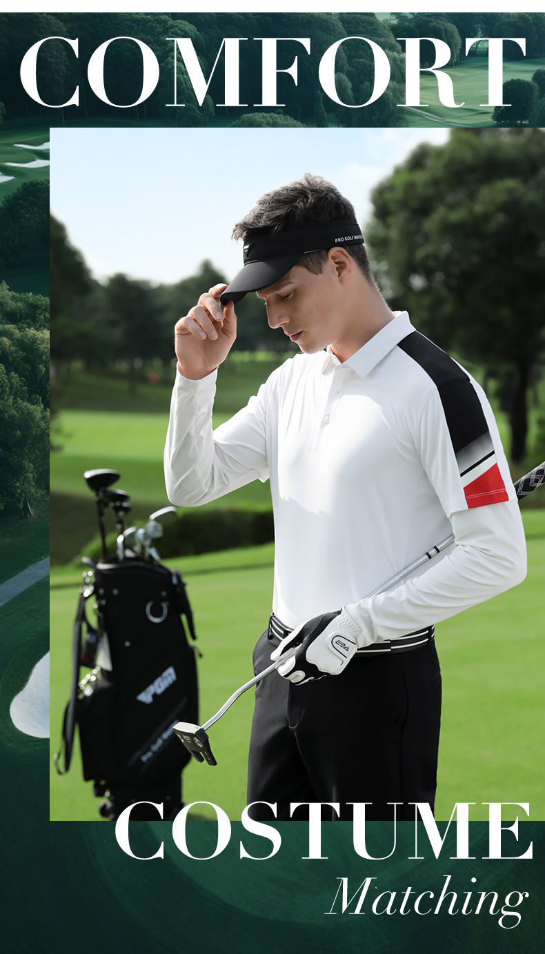 Áo polo nam dài tay golf co giãn cao, khô nhanh kháng khuẩn — YF819-Tay áo dài màu trắng [hút ẩm và khô nhanh/độ đàn hồi cao bốn mặt/nhãn nóng âm thanh nổi] chi tiết 2