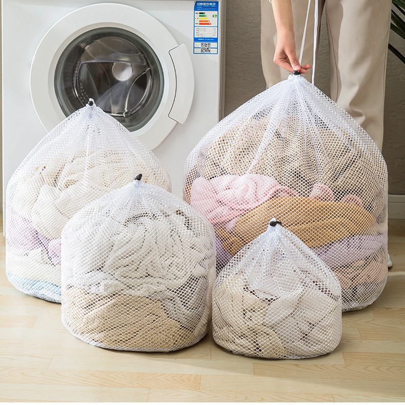 Bolsa de malla engrosada bolsa de lavado lavadora doméstica sujetador de ropa interior de malla gruesa bolsa de malla extra grande bolsa de lavandería con cordón al por mayor