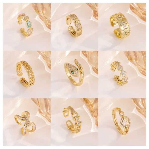 Popular Exquisite Super Shiny White Stone Ring Niche Light Luxury Personalized Women's Open Adjustable High-End Ring Set
