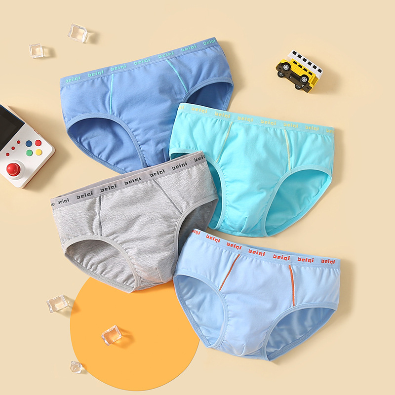 Children's underwear men's cotton briefs developmental period children's underpants do not clip ass student briefs wholesale