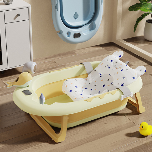 Newborn foldable temperature-sensitive baby bathtub for infants, with sitting and lying functions, enlarged size children's bathtub