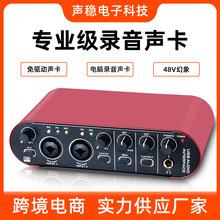 跨境专供电脑免驱手机直播编曲K歌录音内录 专业麦克风外置声卡