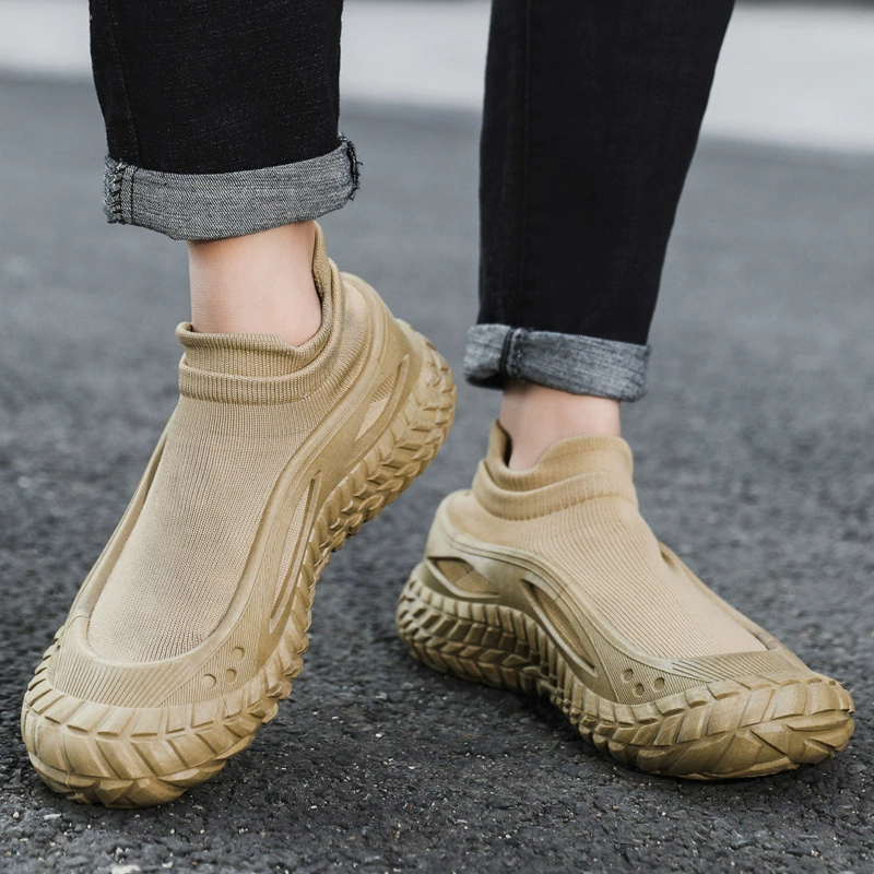 Повседневная мужская обувь сетка дышащие носки рот мужская спортивная обувь впрыск пластик обувь новая летающая обувь по страхованию труда оптом